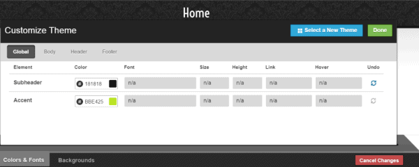 Webs Theme Customizer