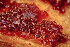 Strawberry jam on toast