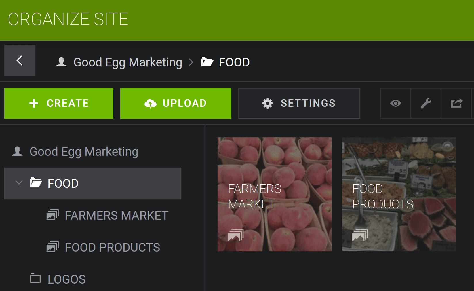 Sample of Folder Organization in SmugMug