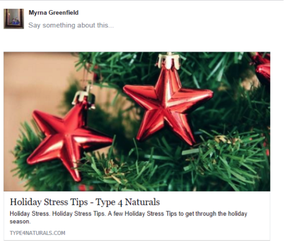 Facebook post example by Myrna Greenfield