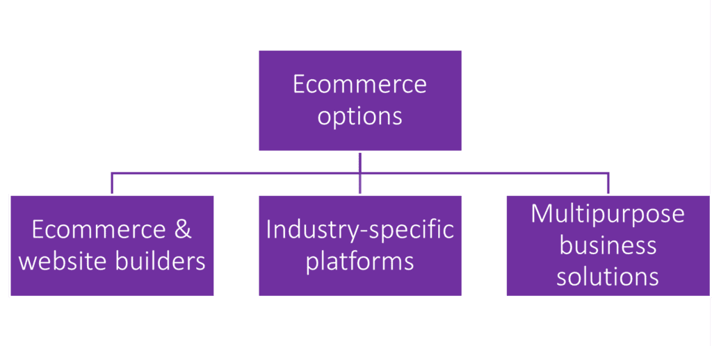 Chart depicting the three main ecommerce categories